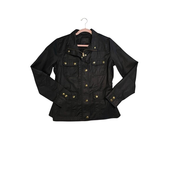 J. Crew Downtown Field Waxed Jacket Black size  Medium Black Military - Picture 1 of 15